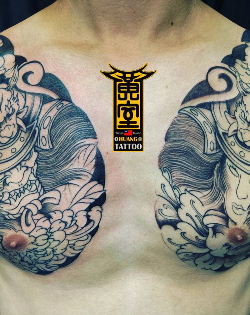 《黃室紋身》# 左右半胛 #纹身图片_胸部纹身图案