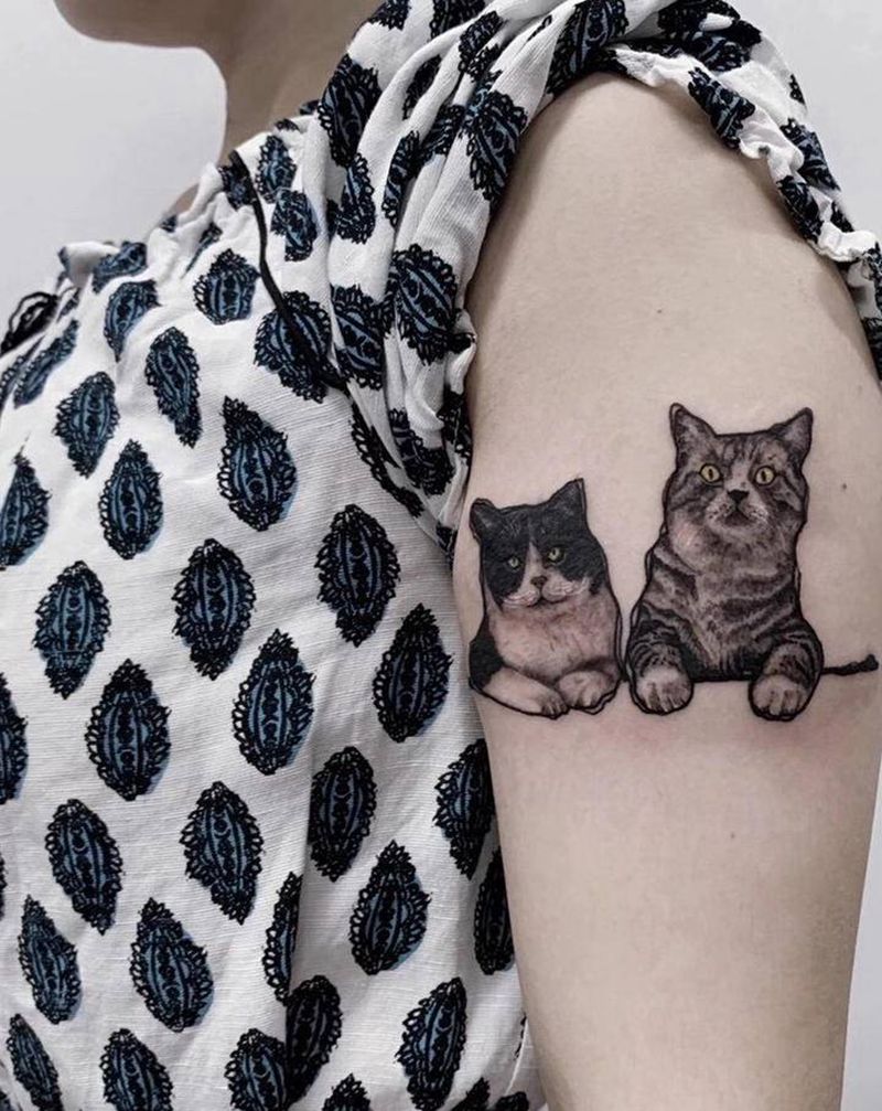 猫咪纹身图片_手臂纹身图案