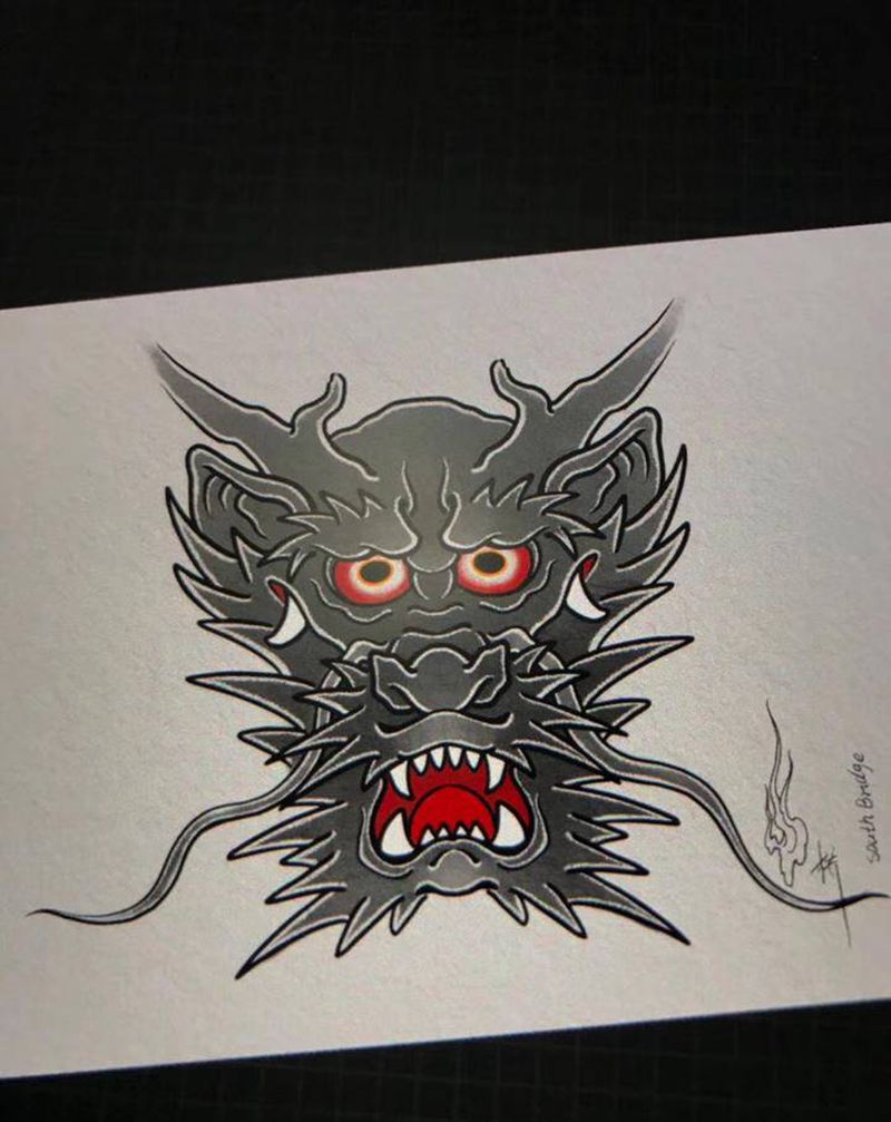 龙头纹身图片_老传统纹身图案