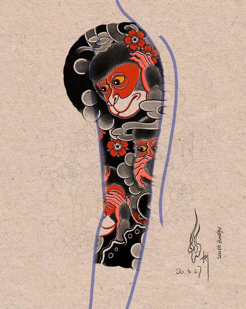 猴头纹身图片_老传统纹身图案