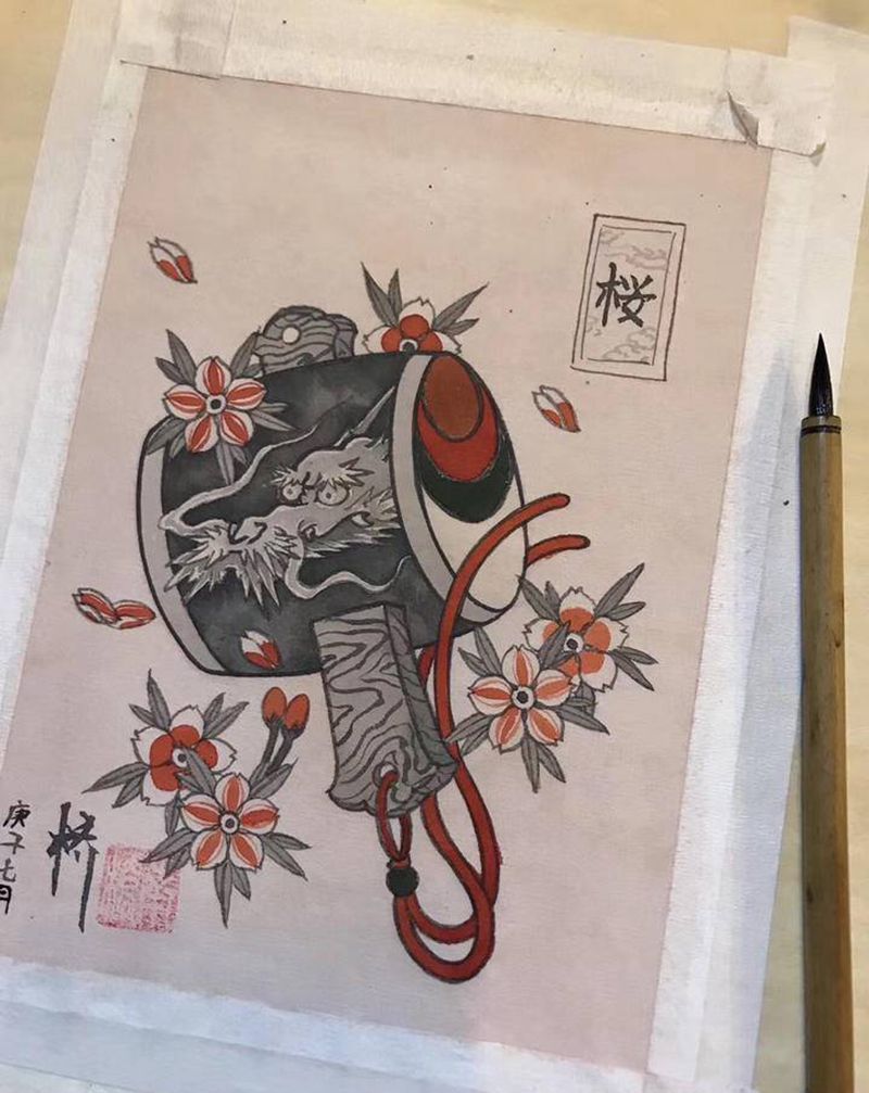 福锤纹身图片_老传统纹身图案