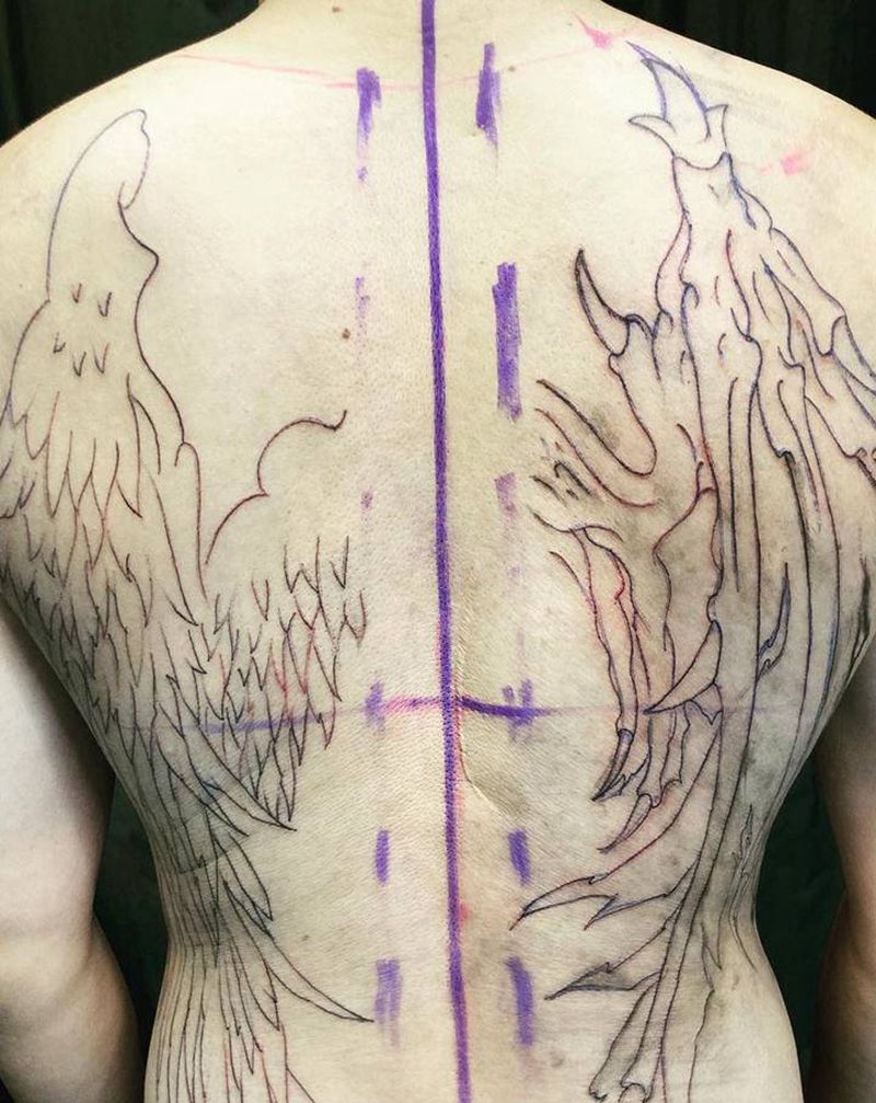 《黃室紋身》#背死#天使 #惡纹身图片_背部纹身图案