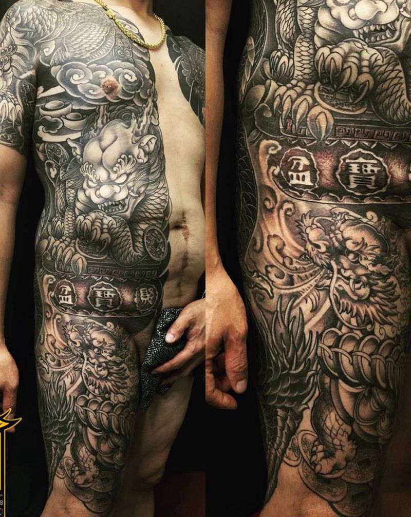 《黃室紋身》 #右前身  #貔纹身图片_腹部纹身图案