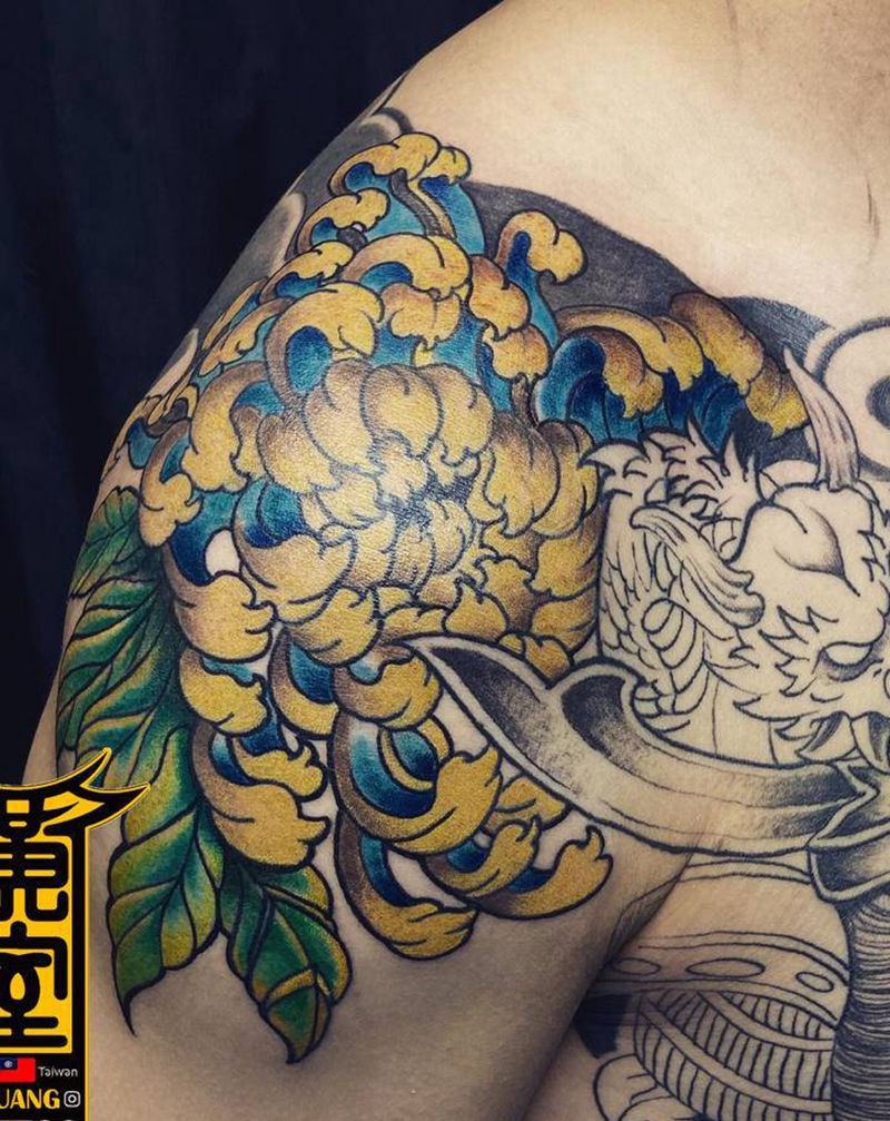 《黃室紋身》 #菊 #待續纹身图片_手臂纹身图案