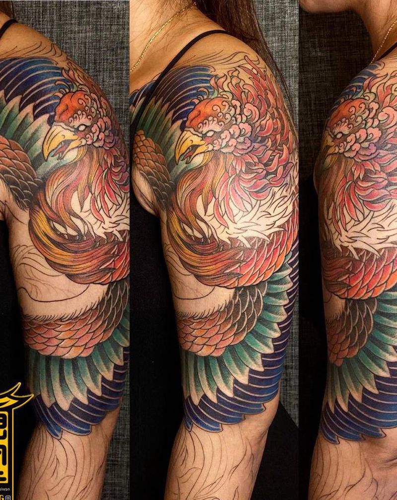 《黃室紋身》 #鳳凰 #待續纹身图片_手臂纹身图案