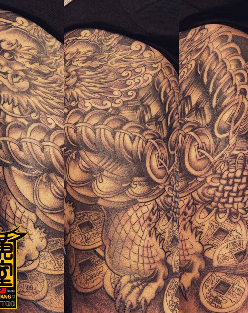 《黃室紋身》#龍龜 #待續 「纹身图片_腿部纹身图案