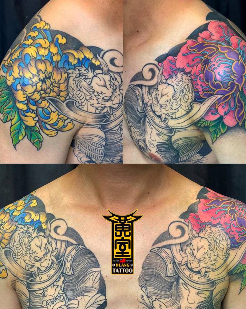 《黃室紋身》 #左右半胛  #纹身图片_胸部手臂纹身图案