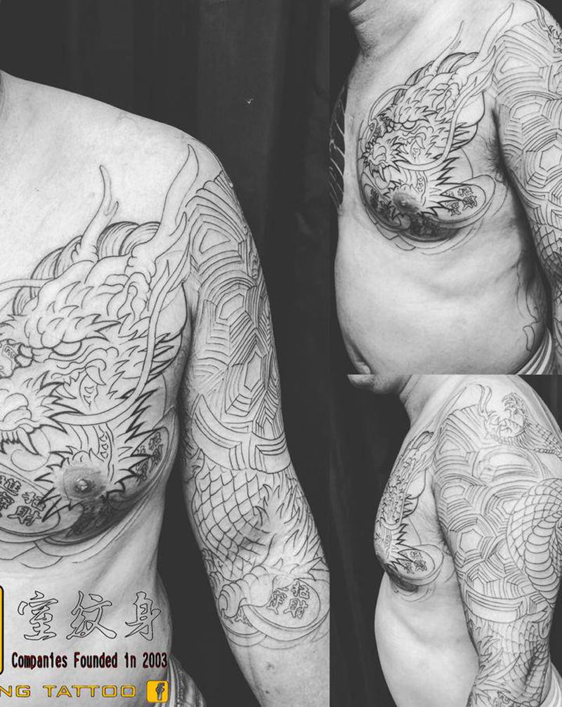 《黃室紋身》原皇室精雕紋身纹身图片_胸部纹身图案