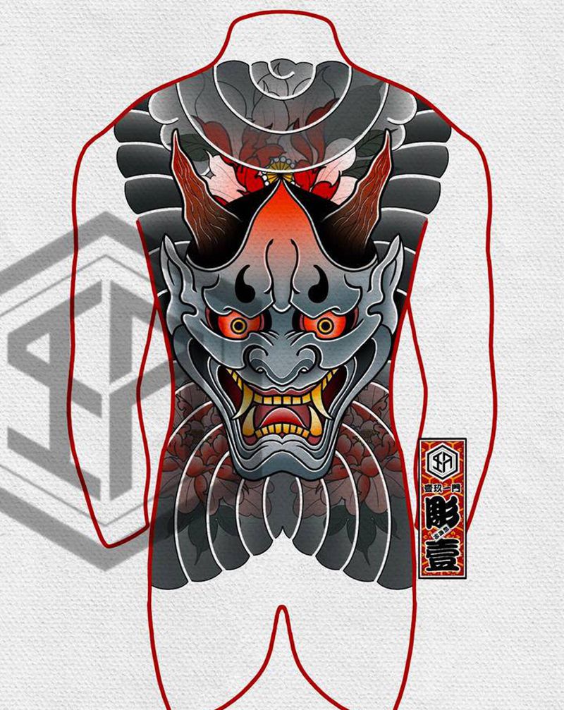 原创满背般若纹身图片_背部老传统般若纹身图案