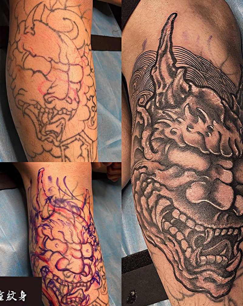 《黃室紋身》原皇室精雕紋身纹身图片_腿部纹身图案