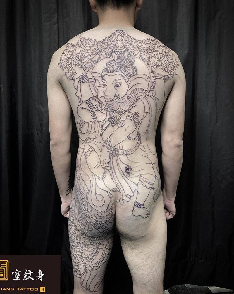 《黃室紋身》原皇室精雕紋身纹身图片_背部纹身图案