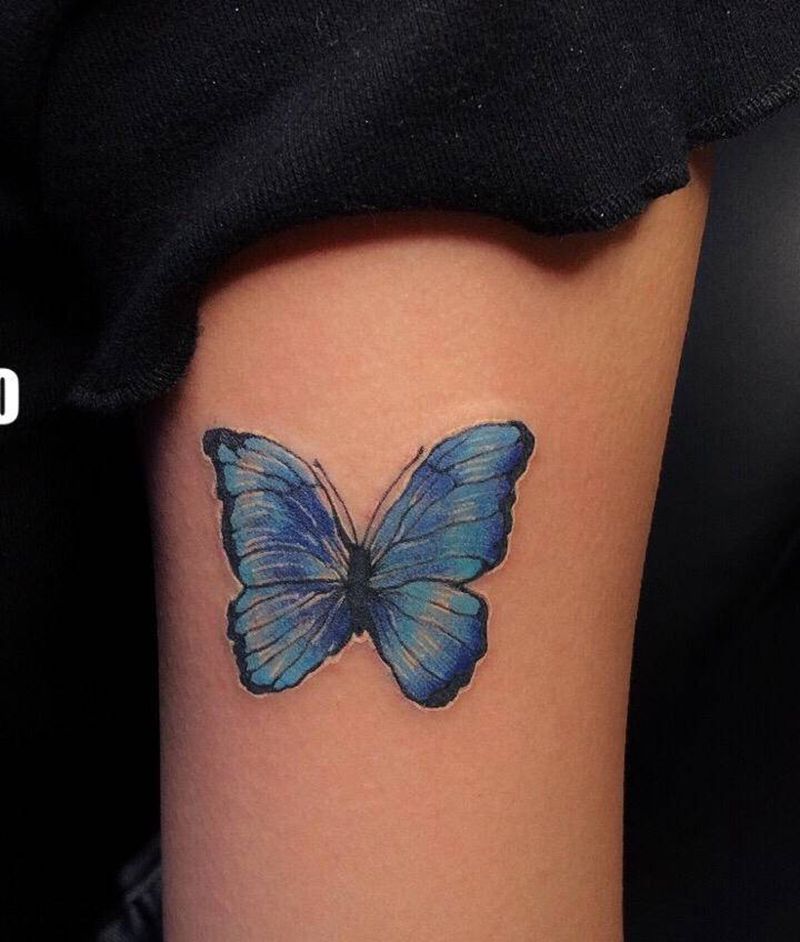 蝴蝶纹身图片_手臂水彩蝴蝶纹身图案