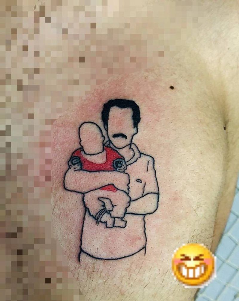 “简笔画”纹身图片_胸部纹身图案