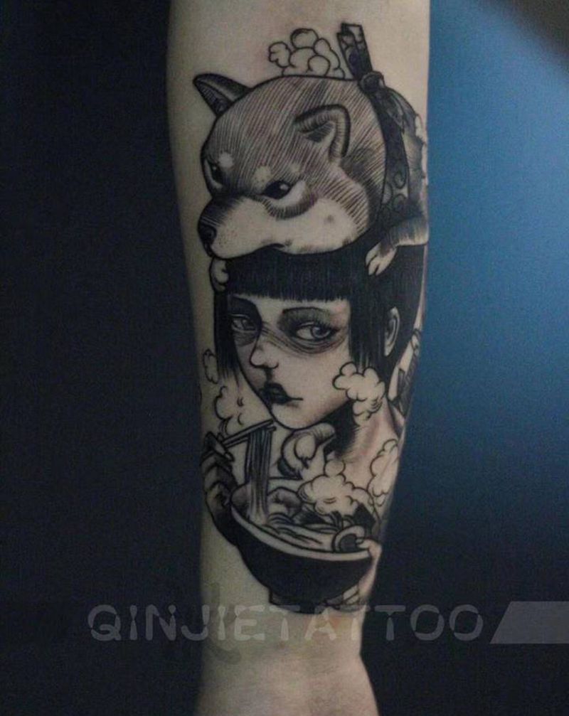 艺姬纹身图片_手部新传统纹身图案