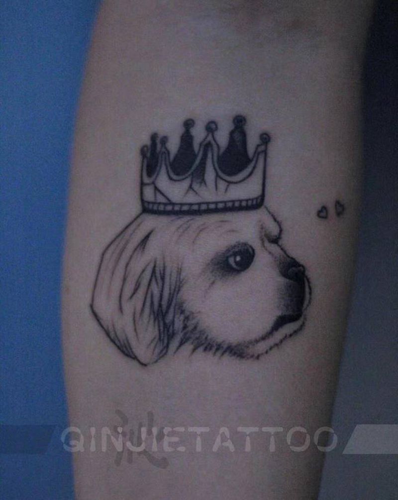 简笔画狗纹身图片_手臂纹身图案