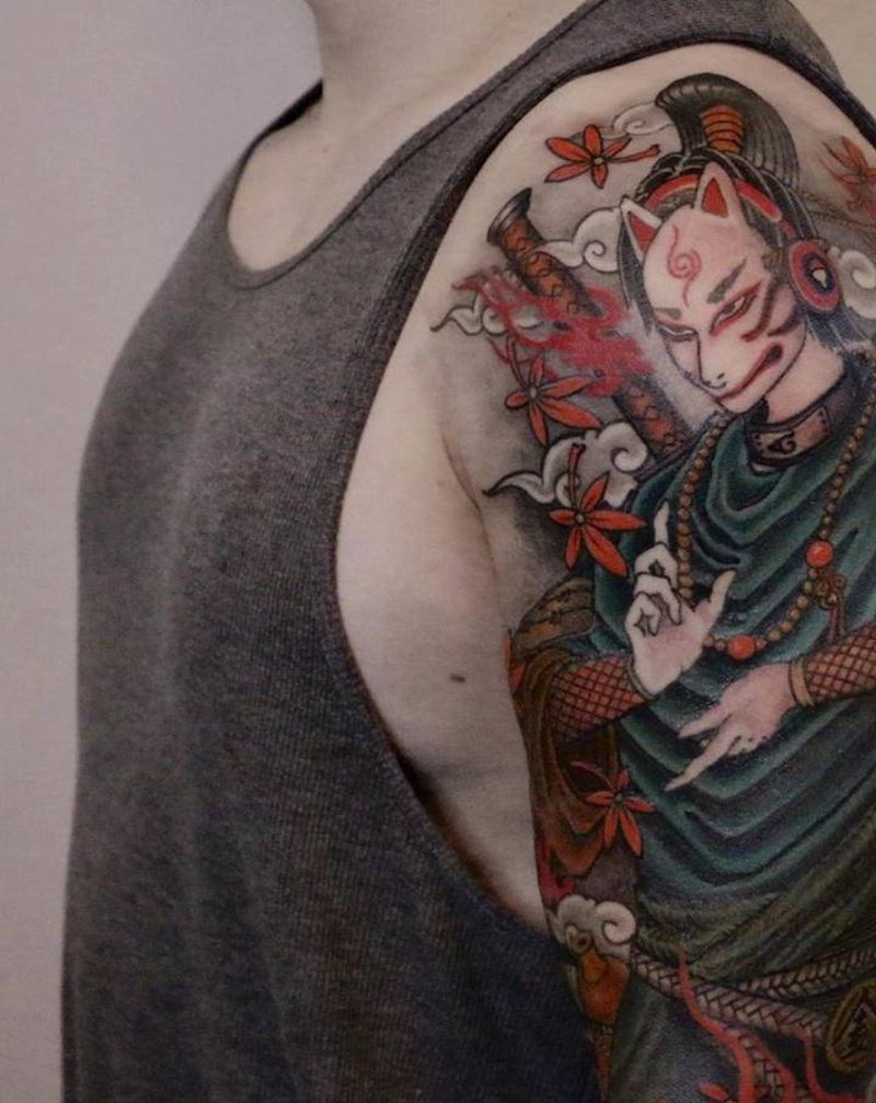 忍者纹身图片_新传统纹身图案