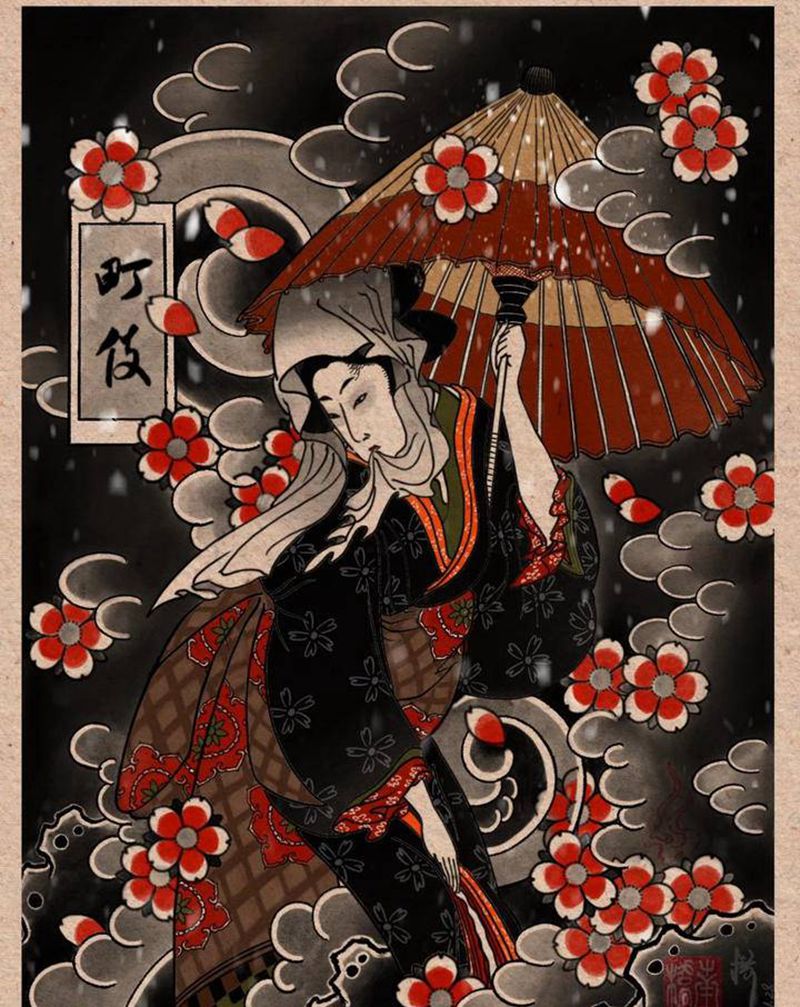 艺伎纹身图片_老传统纹身图案