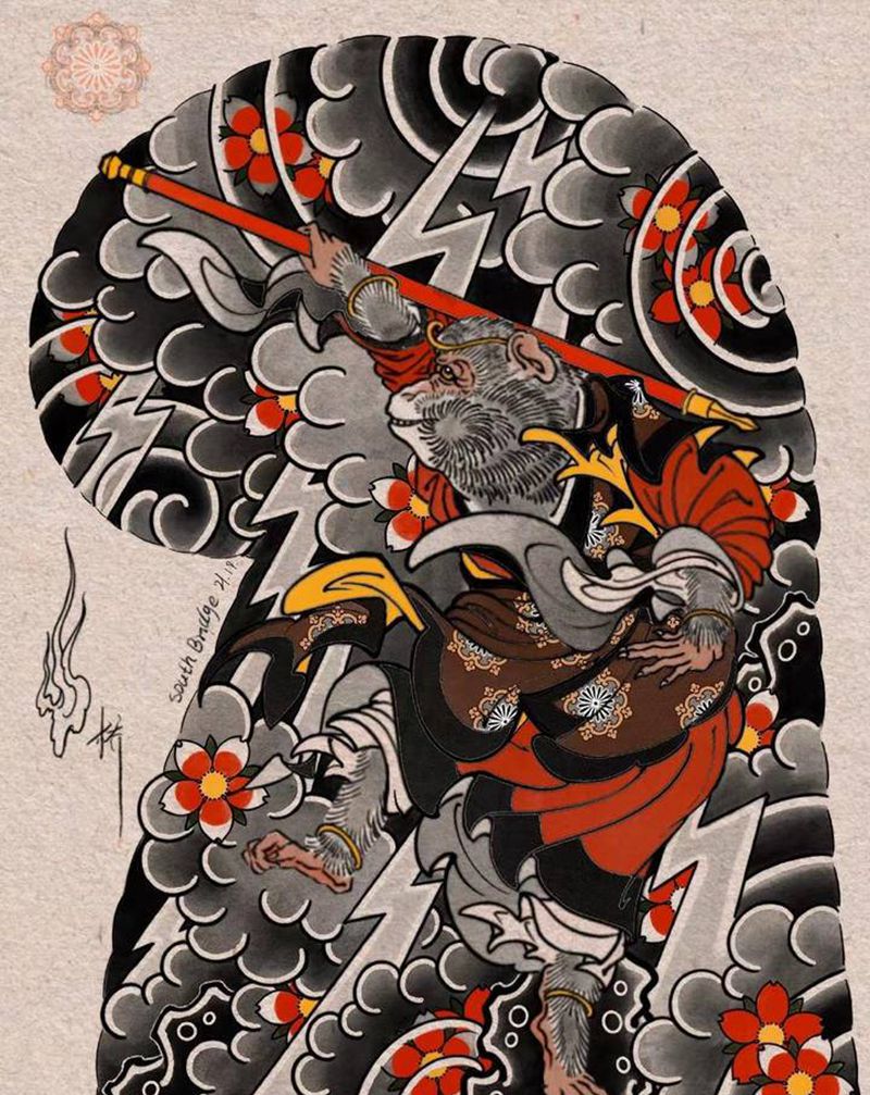 猴纹身图片_老传统纹身图案