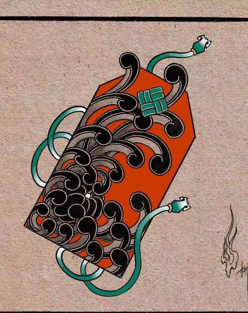 御守纹身图片_老传统纹身图案