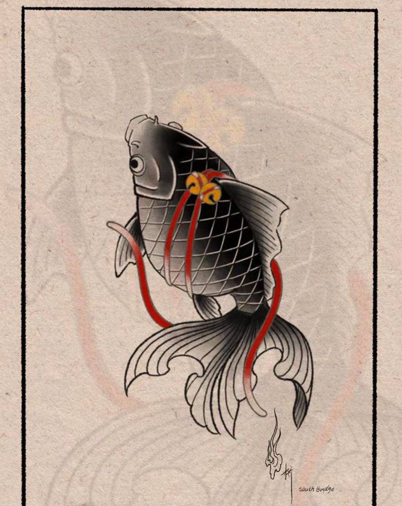 金鱼纹身图片_老传统纹身图案