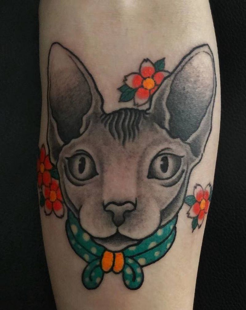 猫咪纹身图片_老传统纹身图案