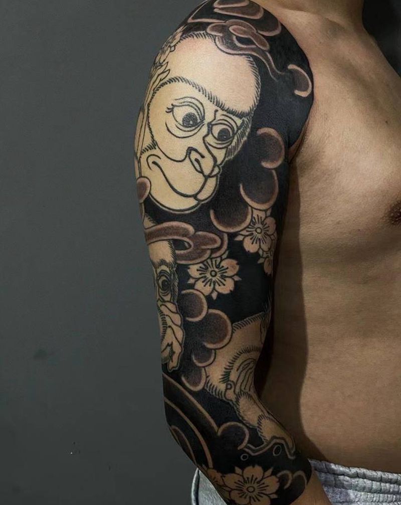 猴纹身图片_手臂老传统纹身图案