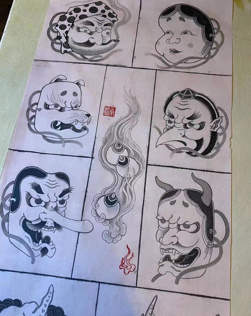 面具合集纹身图片_老传统纹身图案