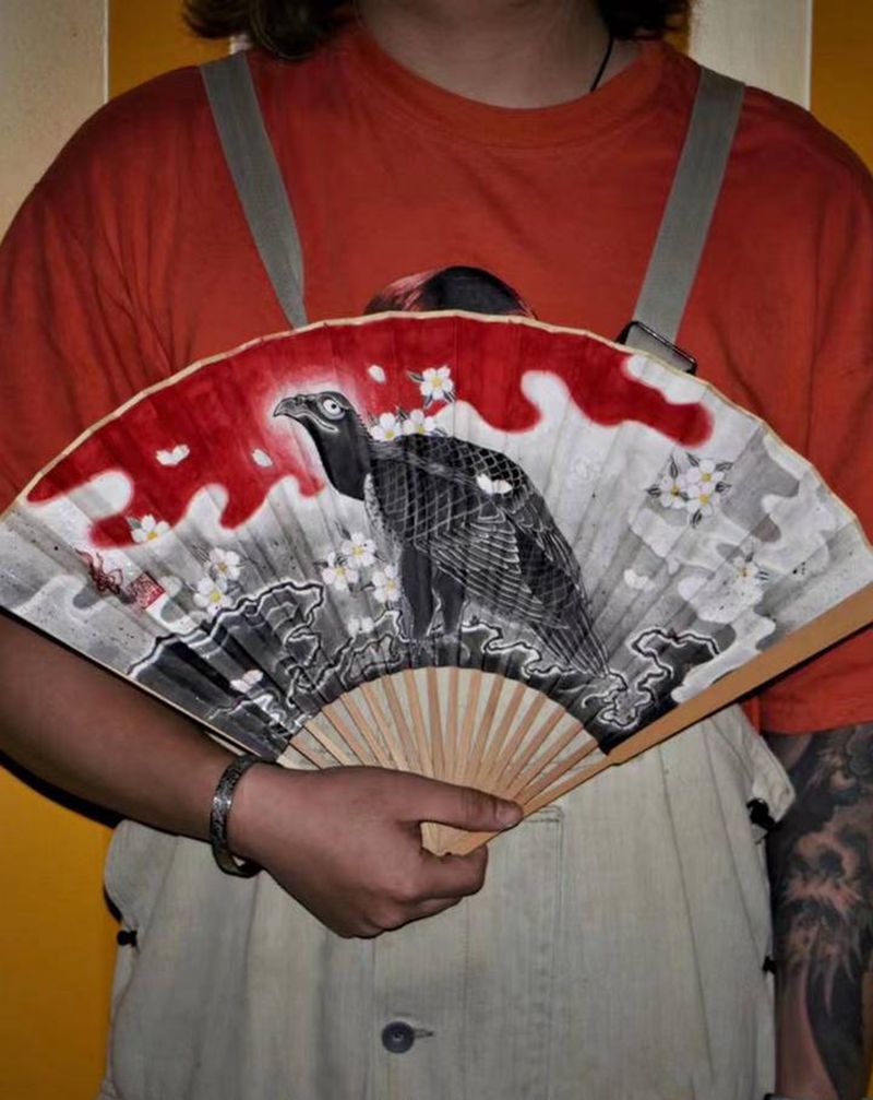 折扇纹身图片_老传统新传统纹身图案