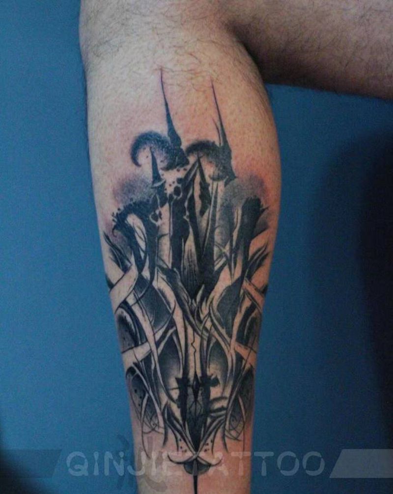 星座加字母纹身图片_花体字纹身图案