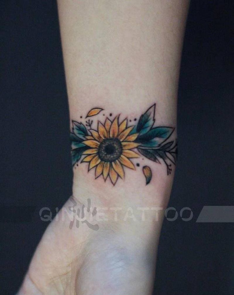 向日葵纹身图片_水彩纹身图案