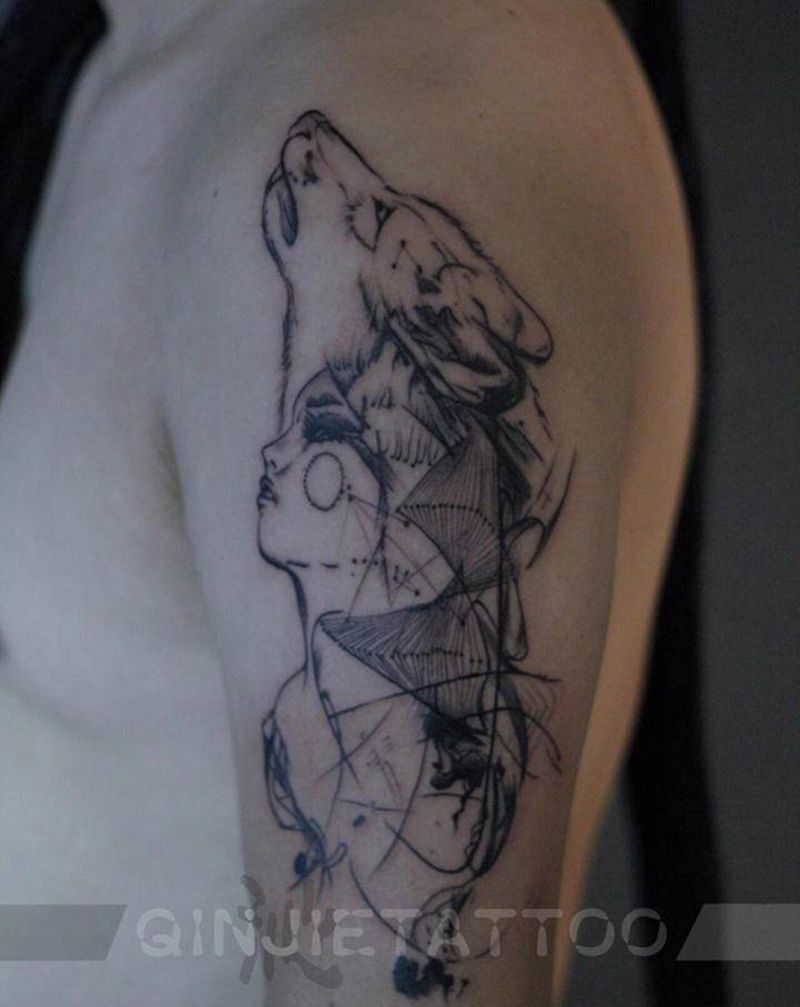 线条纹身图片_几何纹身图案