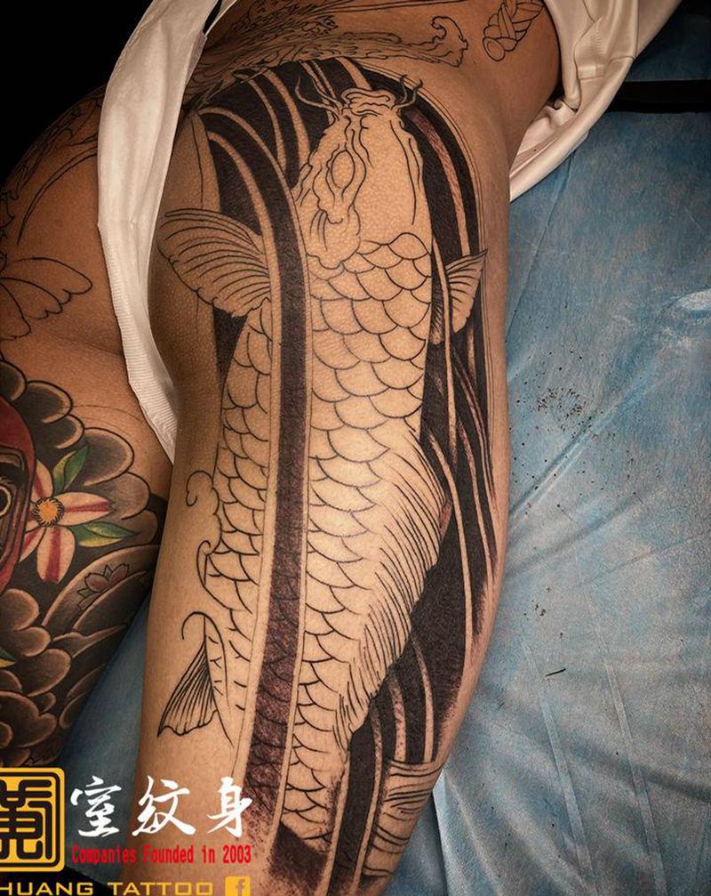 《黃室紋身》原皇室精雕紋身纹身图片_腿部纹身图案