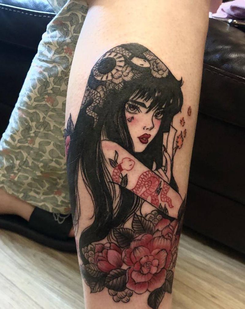 这不是艺妓纹身图片_腿部纹身图案