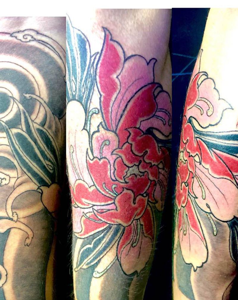 牡丹纹身图片_手臂纹身图案