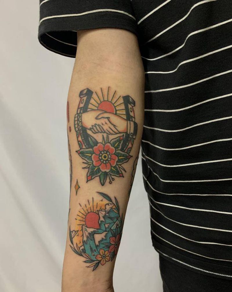 小臂school纹身图片_手臂Old School纹身图案