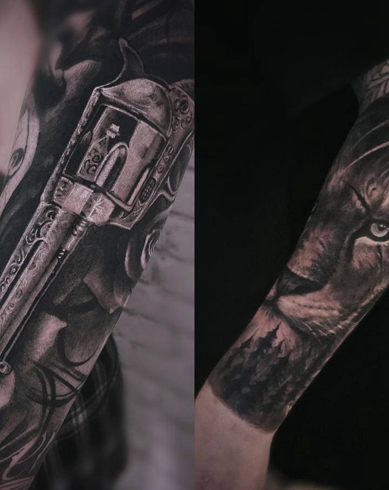 两个小臂改图纹身图片_手臂欧美写实纹身图案