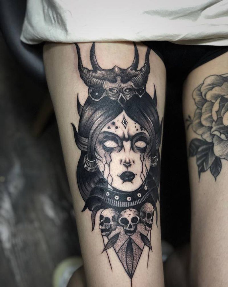 今工纹身图片_腿部纹身图案