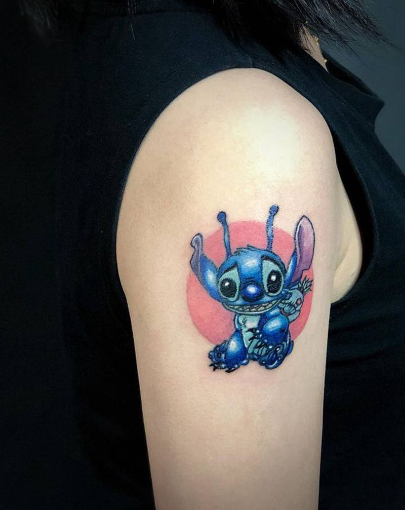 史迪仔纹身图片_手臂New School纹身图案