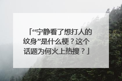 “宁静看了想打人的纹身”是什么梗？这个话题为何火上热搜？