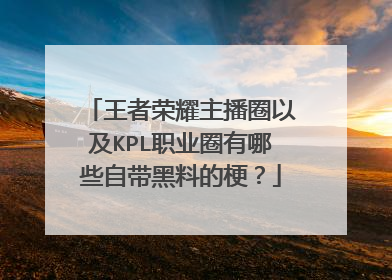 王者荣耀主播圈以及KPL职业圈有哪些自带黑料的梗？