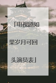 电视剧如果岁月可回头演员表