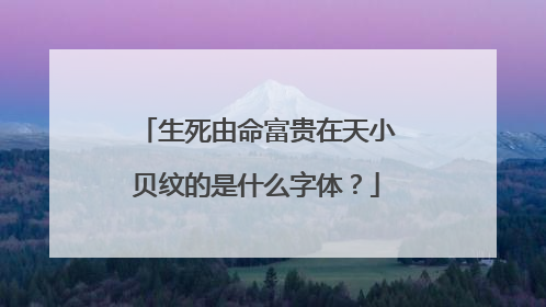 生死由命富贵在天小贝纹的是什么字体？