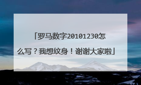 罗马数字20101230怎么写？我想纹身！谢谢大家啦