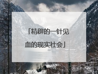 精辟的一针见血的现实社会