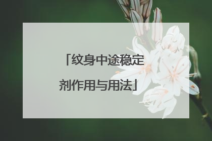 纹身中途稳定剂作用与用法