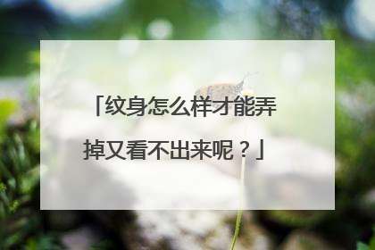 纹身怎么样才能弄掉又看不出来呢？