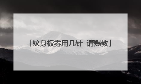 纹身板雾用几针 请赐教