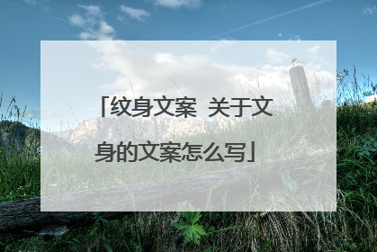 纹身文案 关于文身的文案怎么写