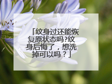 纹身过还能恢复原状态吗?纹身后悔了,想洗掉可以吗?