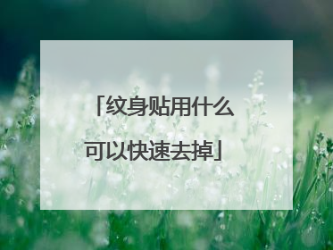 纹身贴用什么可以快速去掉